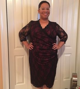 Lace mock wrap dress